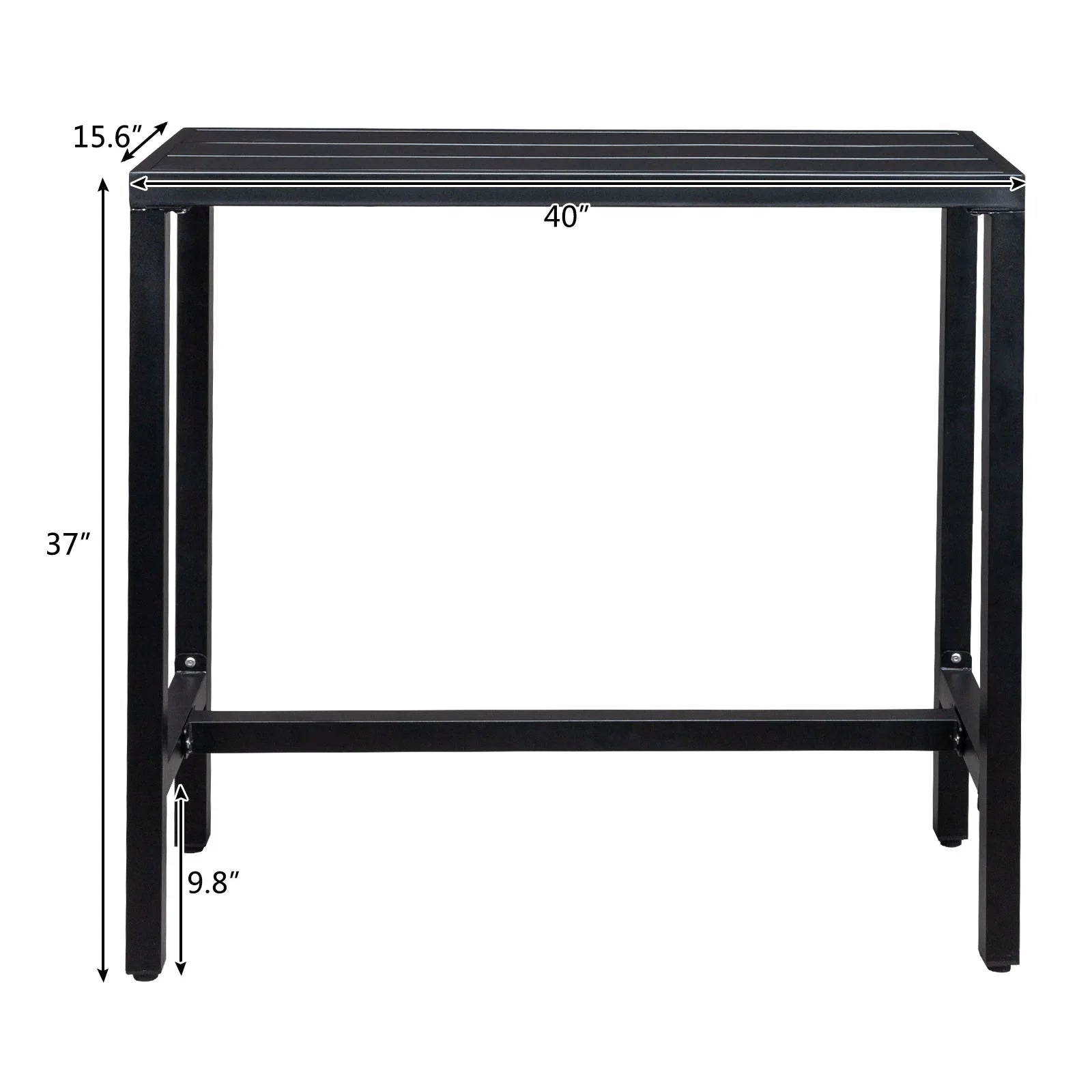 UBesGoo Outdoor Iron Bar Table, 40'' Rectangle Patio Counter Height Console Table, Metal Console Table for Grill, Black