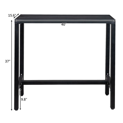 UBesGoo Outdoor Iron Bar Table, 40'' Rectangle Patio Counter Height Console Table, Metal Console Table for Grill, Black