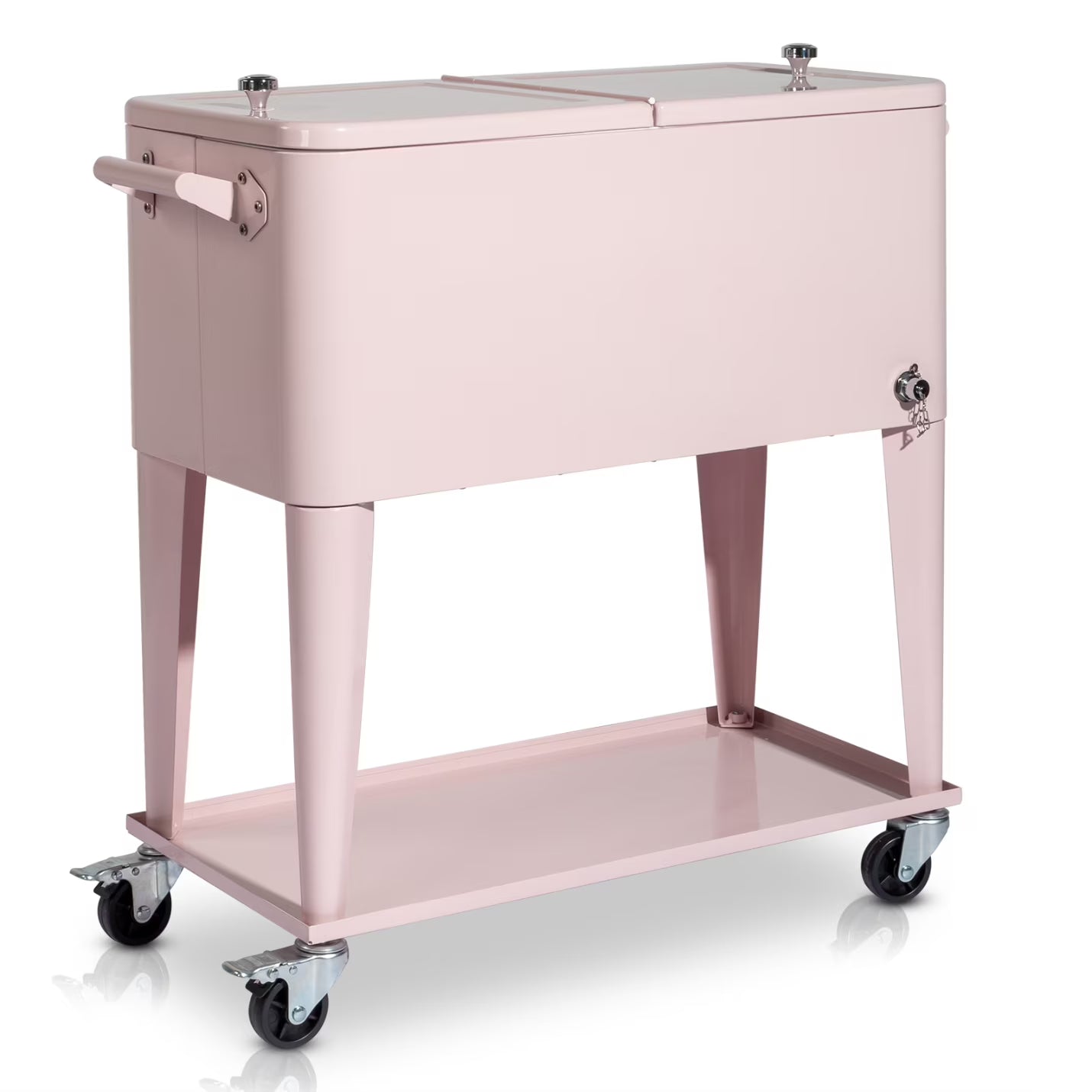80Qt All-In-One Cooler Cart With Bottle Opener, Lower Storage Shelf and Cap Catcher, Outdoor Party Rolling Cooler With Lockable Wheels For Pool Side, Patio, Balcony, Mint(33.07 x 15.16 x 35.83)"