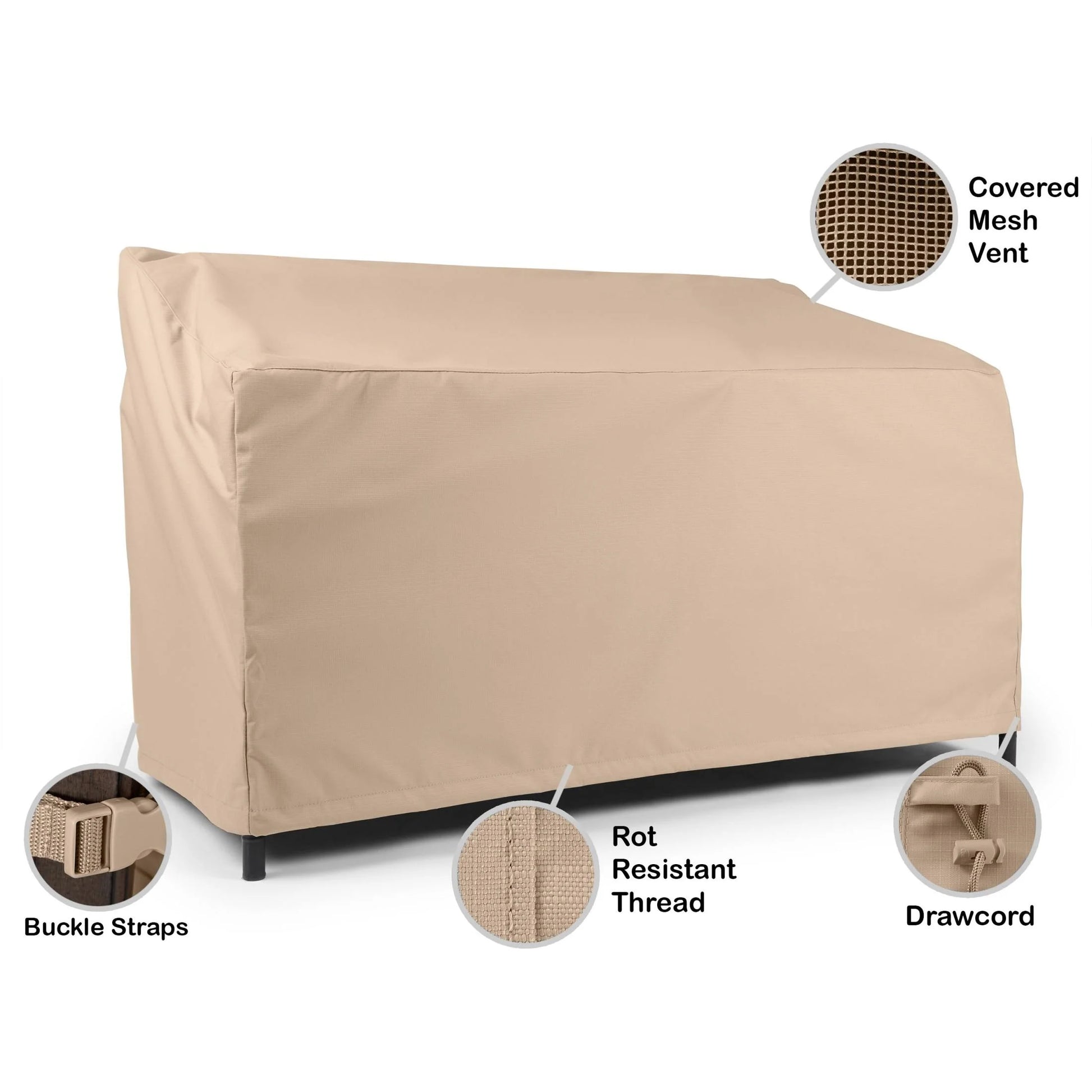 Covermates Outdoor Patio Sofa Cover - Heavy-Duty Polyester, Weather Resistant, Drawcord Hem, Seating and Chair Covers, 82W x 40D x 40H, Ripstop Tan
