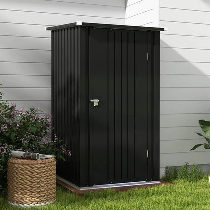 Patiowell 3?3FT Metal Outdoor Storage Shed with Sloping Roof and Single Lockable Door, Black