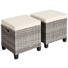 Costway 2PCS Patio Rattan Cushioned Ottoman Seat Foot Rest TableTurquoise