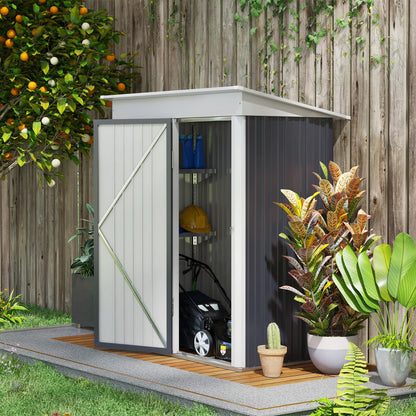 Outsunny 4.6' x 9' Metal Outdoor Storage Shed, Garden Utility Tool House with Double Lockable Doors for Backyard, Patio, Lawn, Garage, White