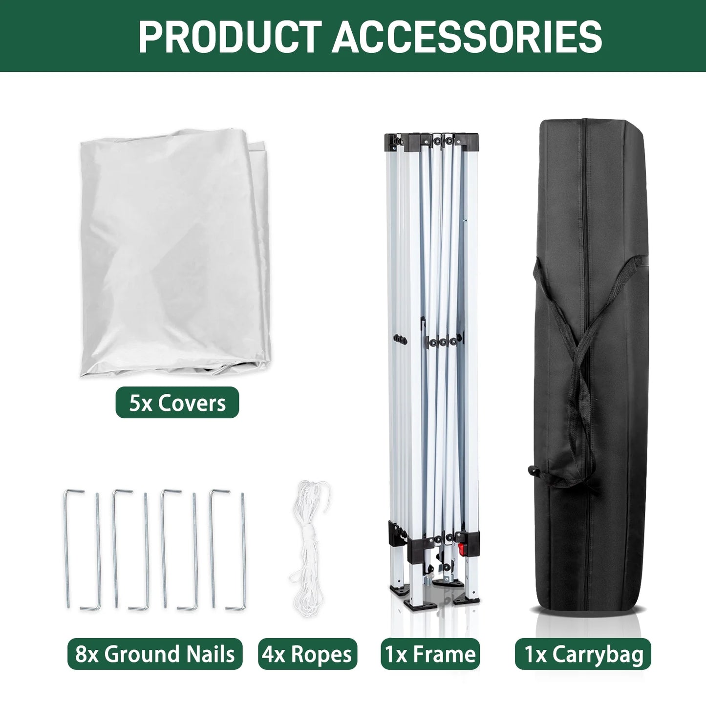 6.5x6.5ft Pop Up Canopy Tent - Instant White Gazebo w/4 Sidewalls, UPF 50+ & Carry Bag, 42 sq ft Shade for Camping/Patio (200x200cm)