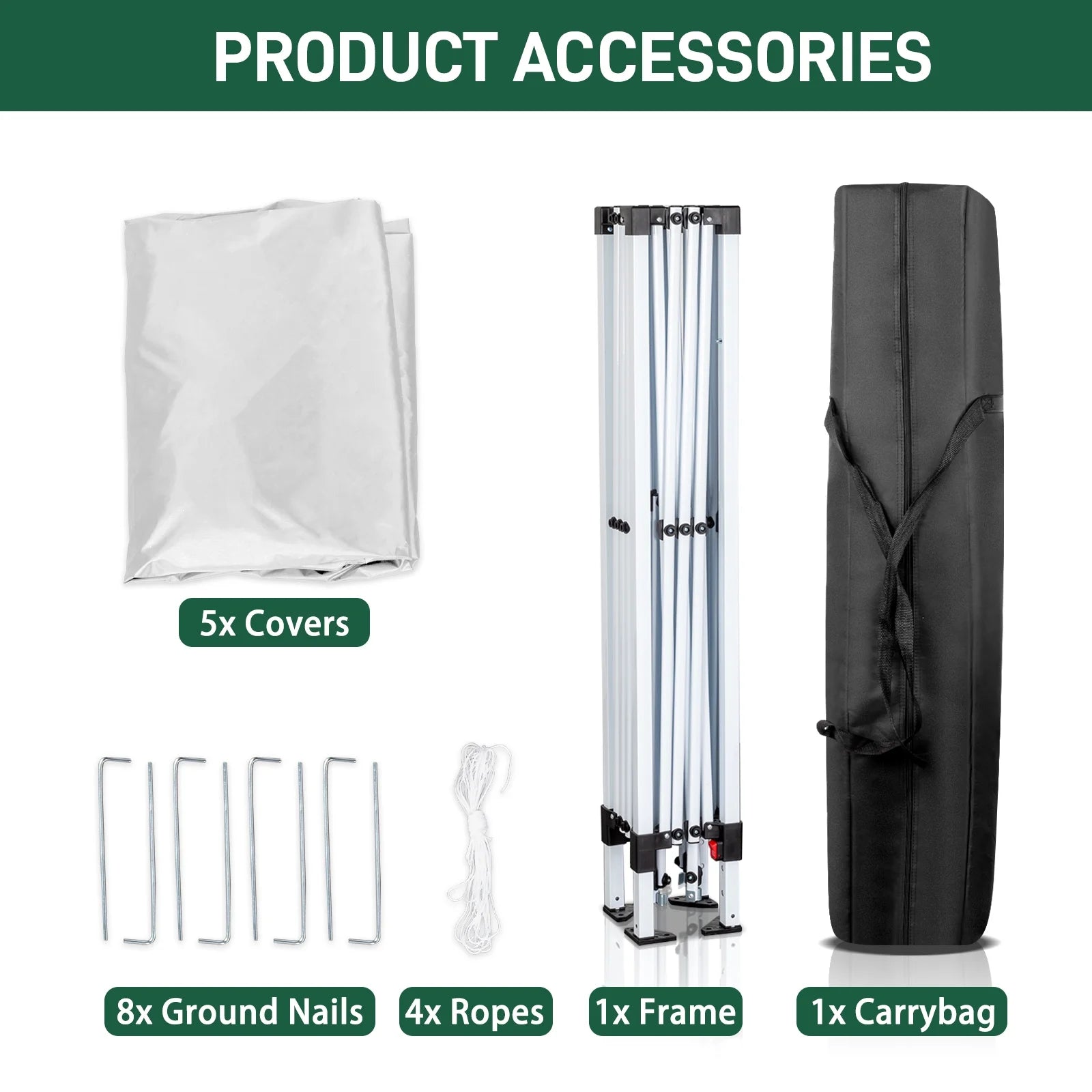 6.5x6.5ft Pop Up Canopy Tent - Instant White Gazebo w/4 Sidewalls, UPF 50+ & Carry Bag, 42 sq ft Shade for Camping/Patio (200x200cm)