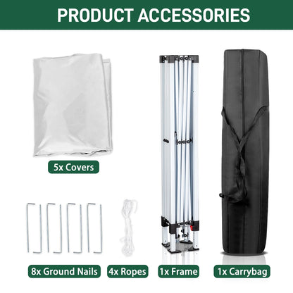 6.5x6.5ft Pop Up Canopy Tent - Instant White Gazebo w/4 Sidewalls, UPF 50+ & Carry Bag, 42 sq ft Shade for Camping/Patio (200x200cm)