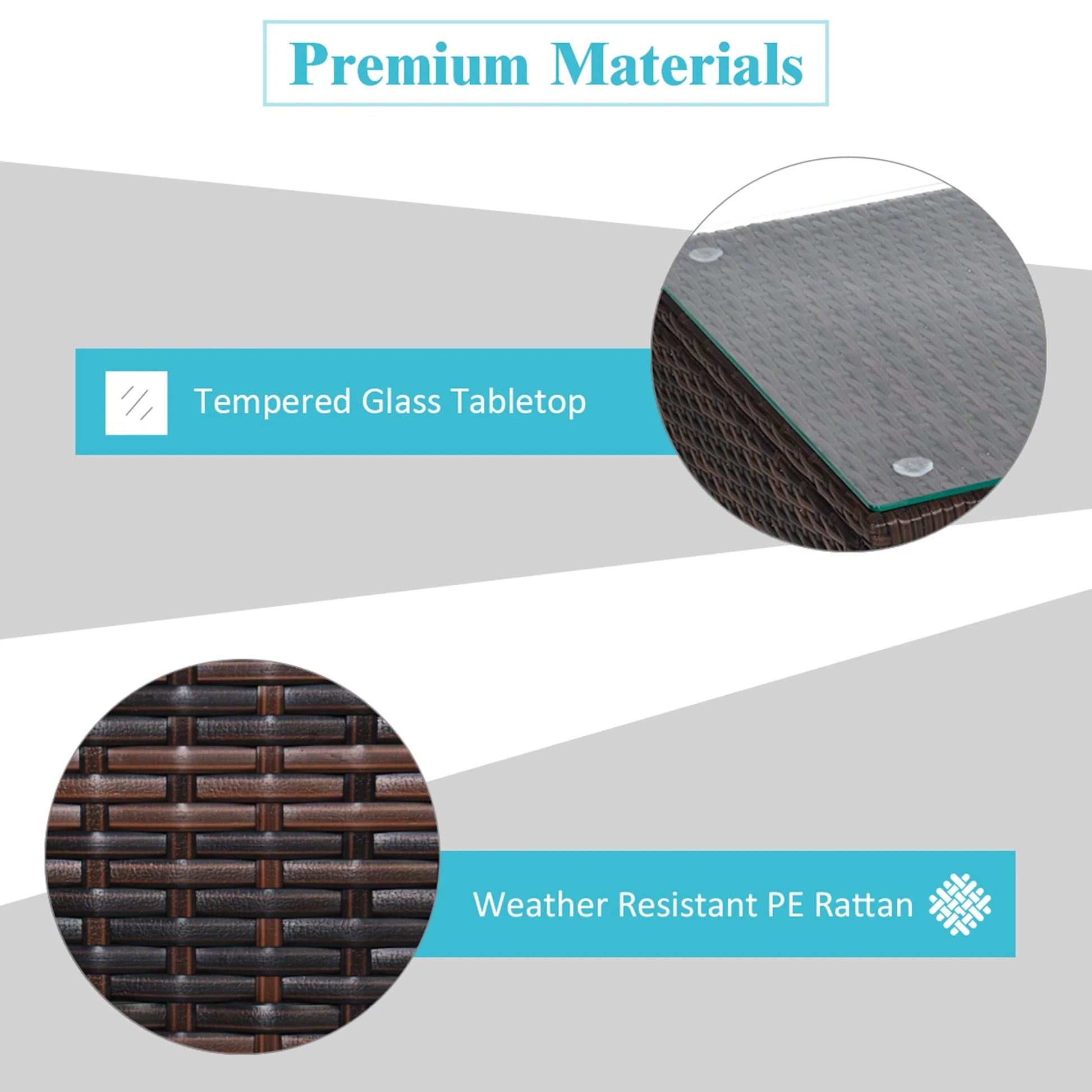 Gymax 3PCS Patio Rattan Conversation Set Outdoor Furniture Set w/Turquoise Cushion