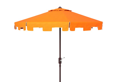 SAFAVIEH Zimmerman 11' Market Crank Round Patio Umbrella, Baby Blue/White