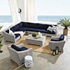 Modway Conway Sunbrella® Outdoor Patio Wicker Rattan 9-Piece Sectional Sofa Set in Light Gray Gray
