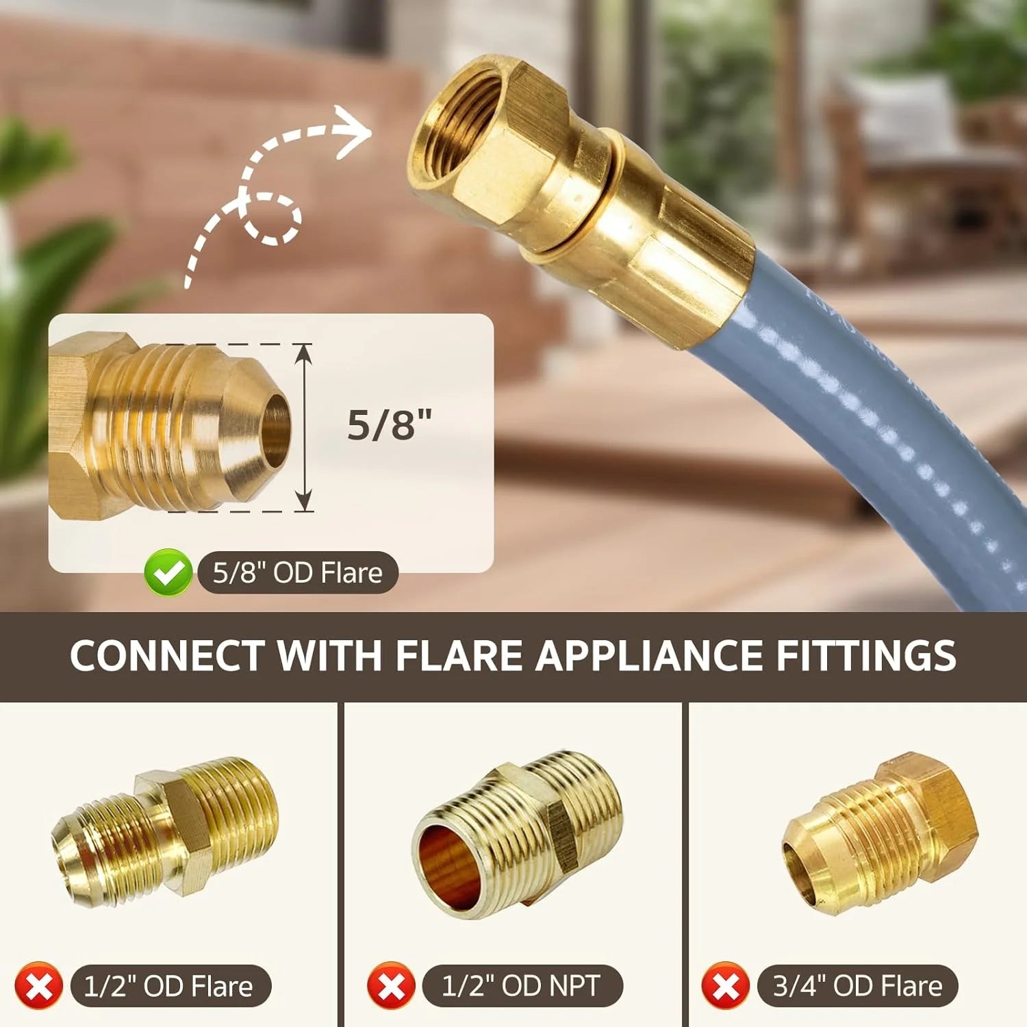 12 Feet 3/8" ID Natural Gas Hose, Low Pressure LPG Hose with Quick Connect, for , Char-broil, Pizza Oven, Patio Heater and More