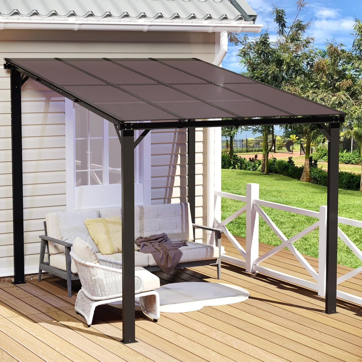 10x8 Pergola Patio Gazebo, Hardtop Outdoor Gazebo with Roof for Backyard, Decks, Garden