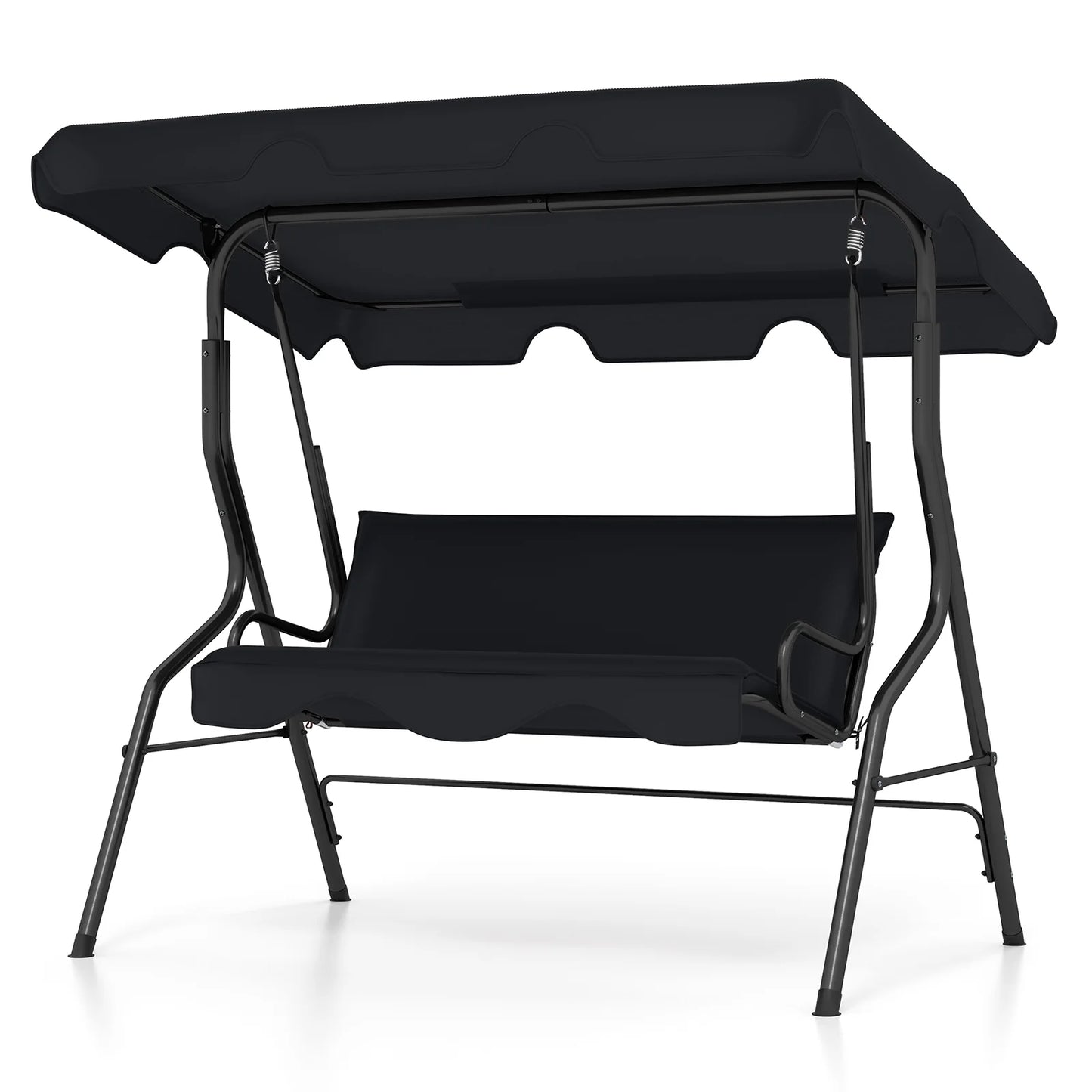 Costway Patio 3 Seats Canopy Porch Swing Glider Hammock Cushioned Steel Frame Outdoor Black