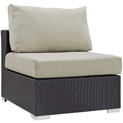 Modway Convene 6 Piece Outdoor Patio Sectional Set in Espresso Beige