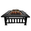 Wood Burning Fire Pits for Outside, 32" Square Iron Fire Pit Backyard Patio Garden Stove Wood Burning Fire Pit w/BBQ Net, Waterprrof Cover, Mesh Screen Lid, Wood Grate, Poker, Durable Fire Pit