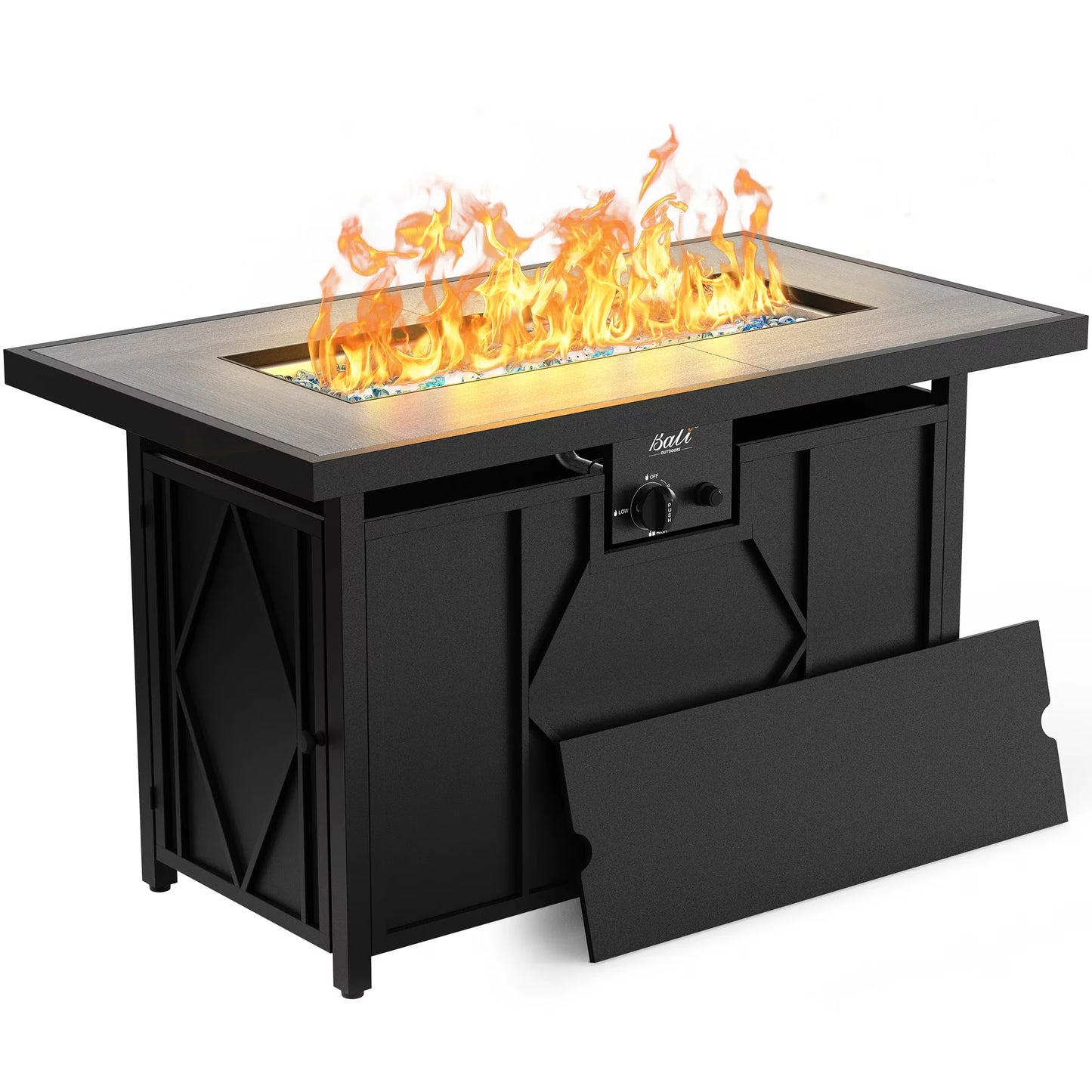 BALI OUTDOORS Propane Gas Fire Pit Table with Lid for Outside Backyard, Patio 50000 BTU 30 inch
