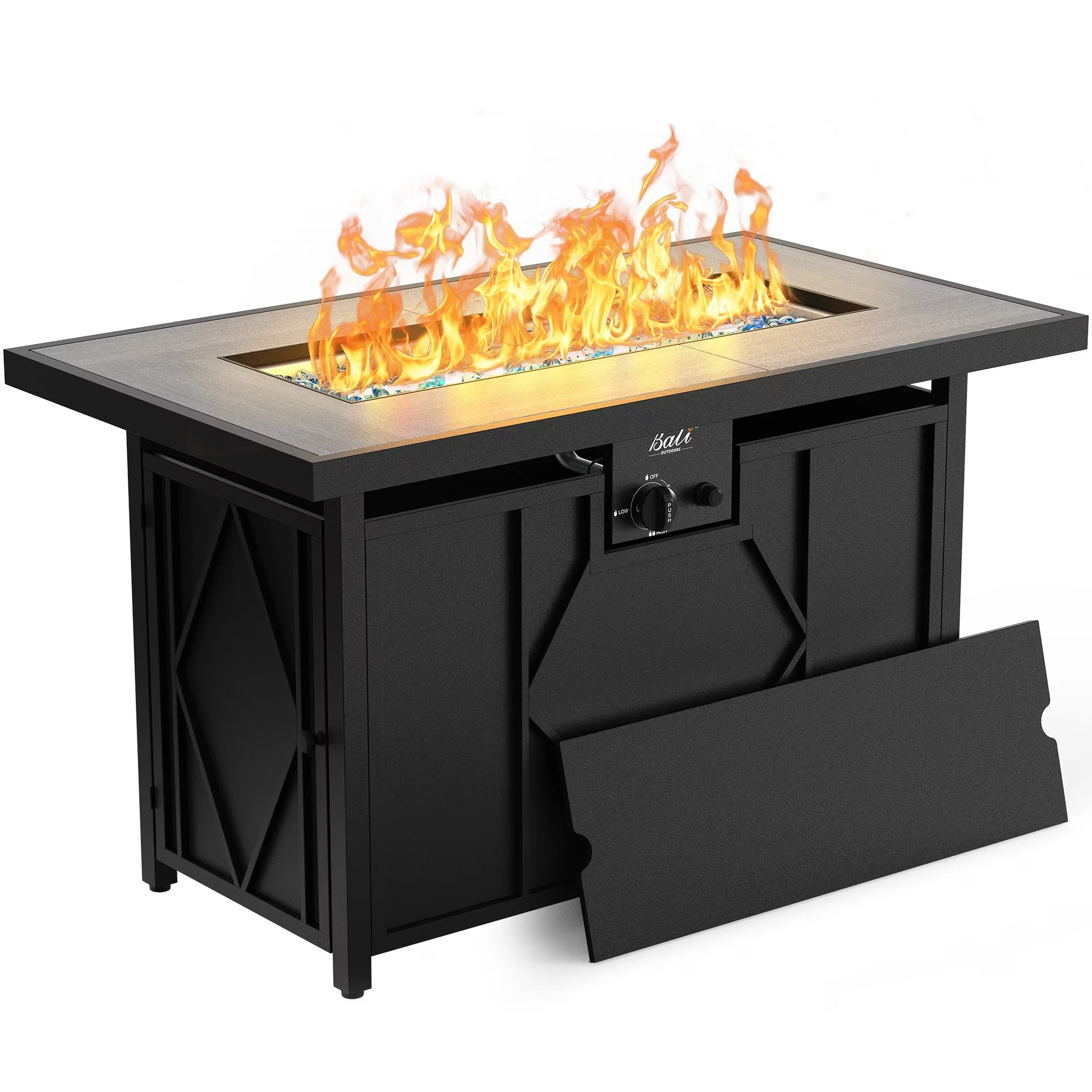 BALI OUTDOORS Propane Gas Fire Pit Table with Lid for Outside Backyard, Patio 50000 BTU 30 inch
