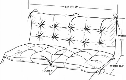 Outdoor/Indoor Bench Cushion,Porch Swing Replacement Cushions 2-3 Seater Loveseat Chair Pads with Backrest and Ties for Garden Patio Furniture (51inx40in, TAN/GREY)