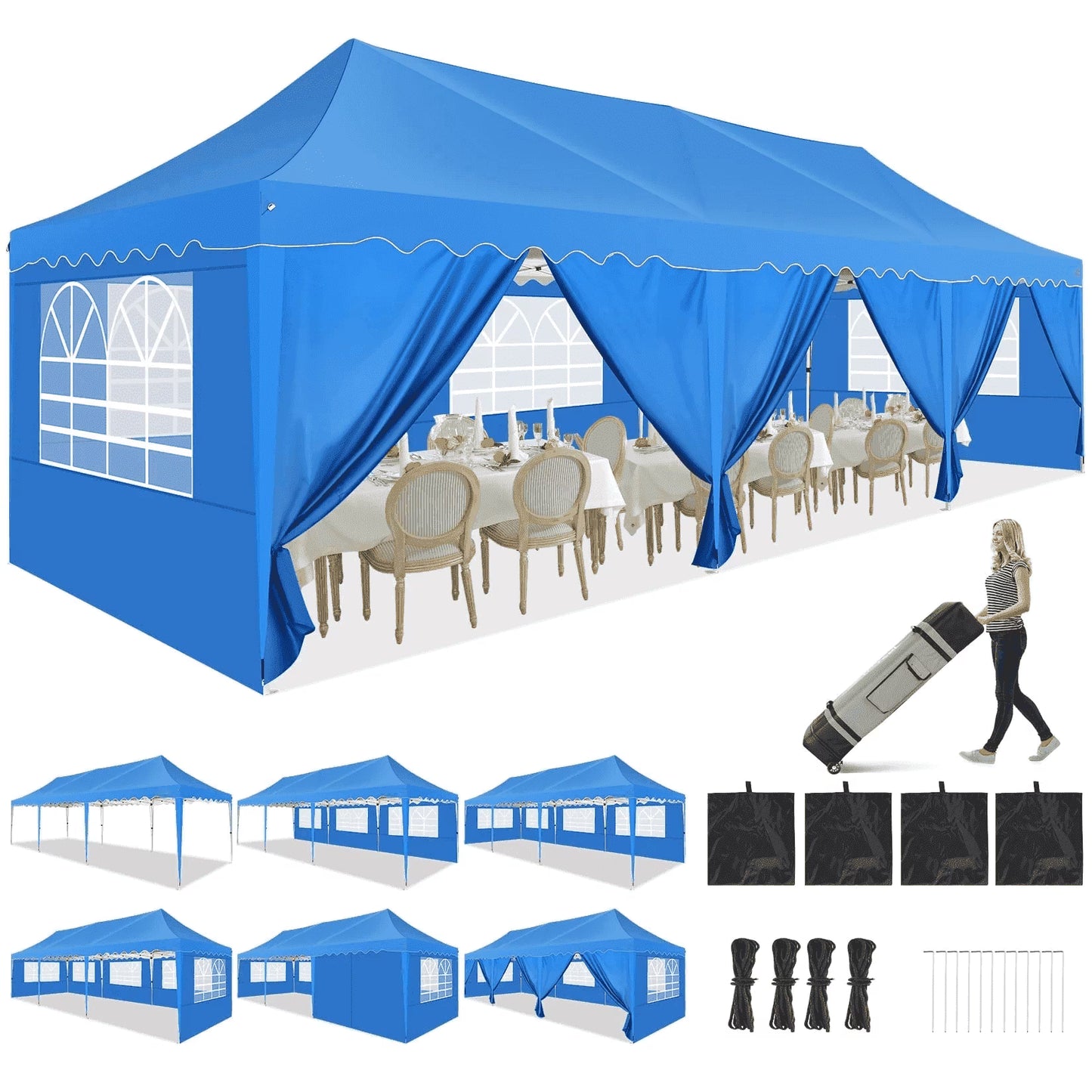 HOTEEL Canopy 10'x20' Pop Up Canopy Tent Heavy Duty Waterproof Adjustable Commercial Instant Canopy Outdoor Party Canopy Parties,Wedding,Outside Patio,Event,Backyard,White