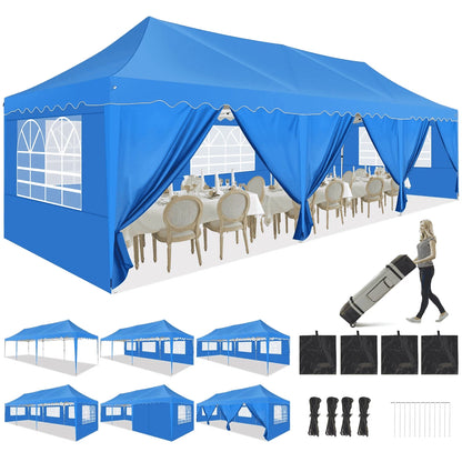 HOTEEL Canopy 10'x20' Pop Up Canopy Tent Heavy Duty Waterproof Adjustable Commercial Instant Canopy Outdoor Party Canopy Parties,Wedding,Outside Patio,Event,Backyard,White