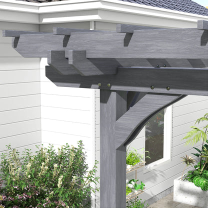 Outsunny 12' x 10' Wooden Pergola Grape Trellis, Outdoor Gazebo for Garden, Patio, Backyard, Deck, Gray