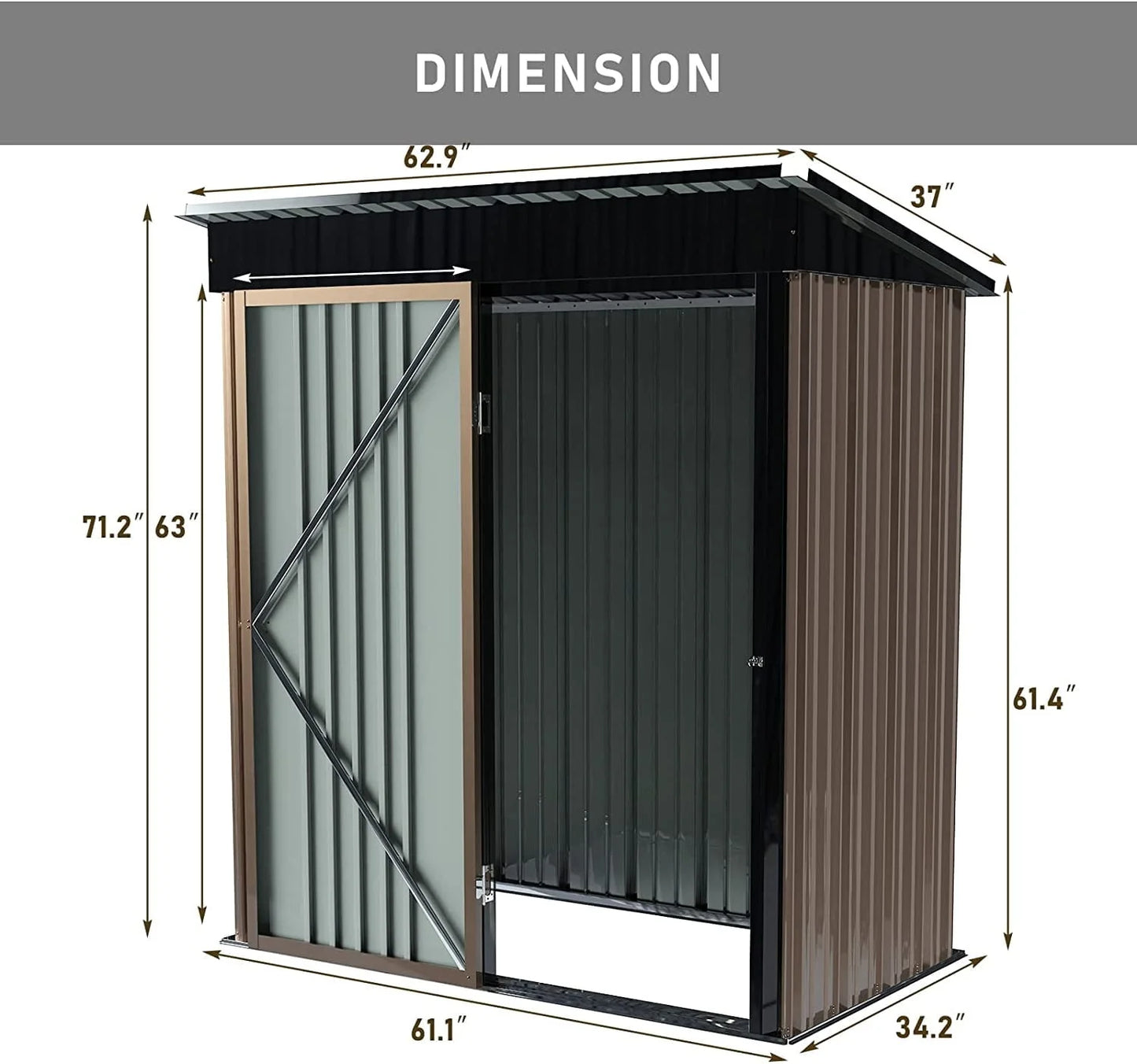 Vitesse Outdoor 5' x 3' Storage Metal Shed, Steel Garden Shed with Single Lockable Door, Tool Storage Shed House for Backyard, Patio, Lawn