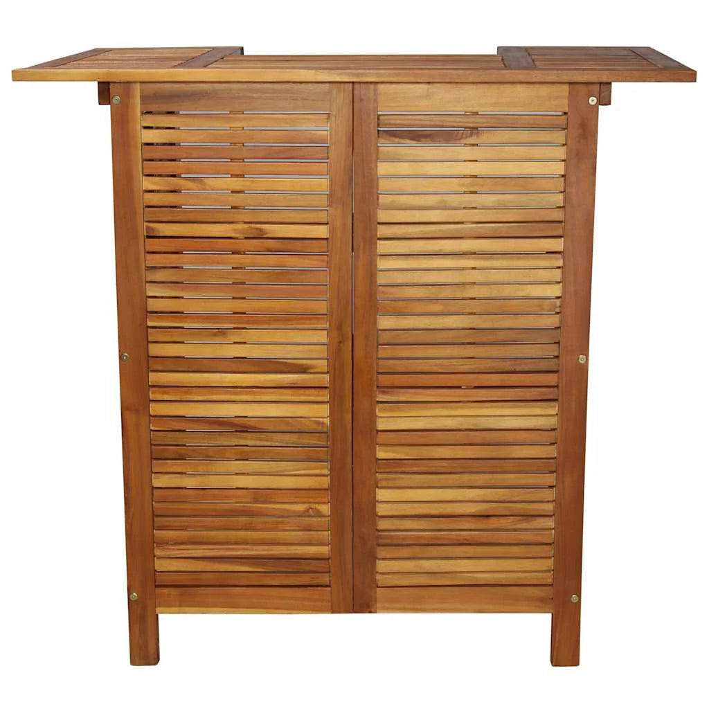 vidaXL 43.3? Solid Acacia Wood Patio Bar Table with Storage, Brown