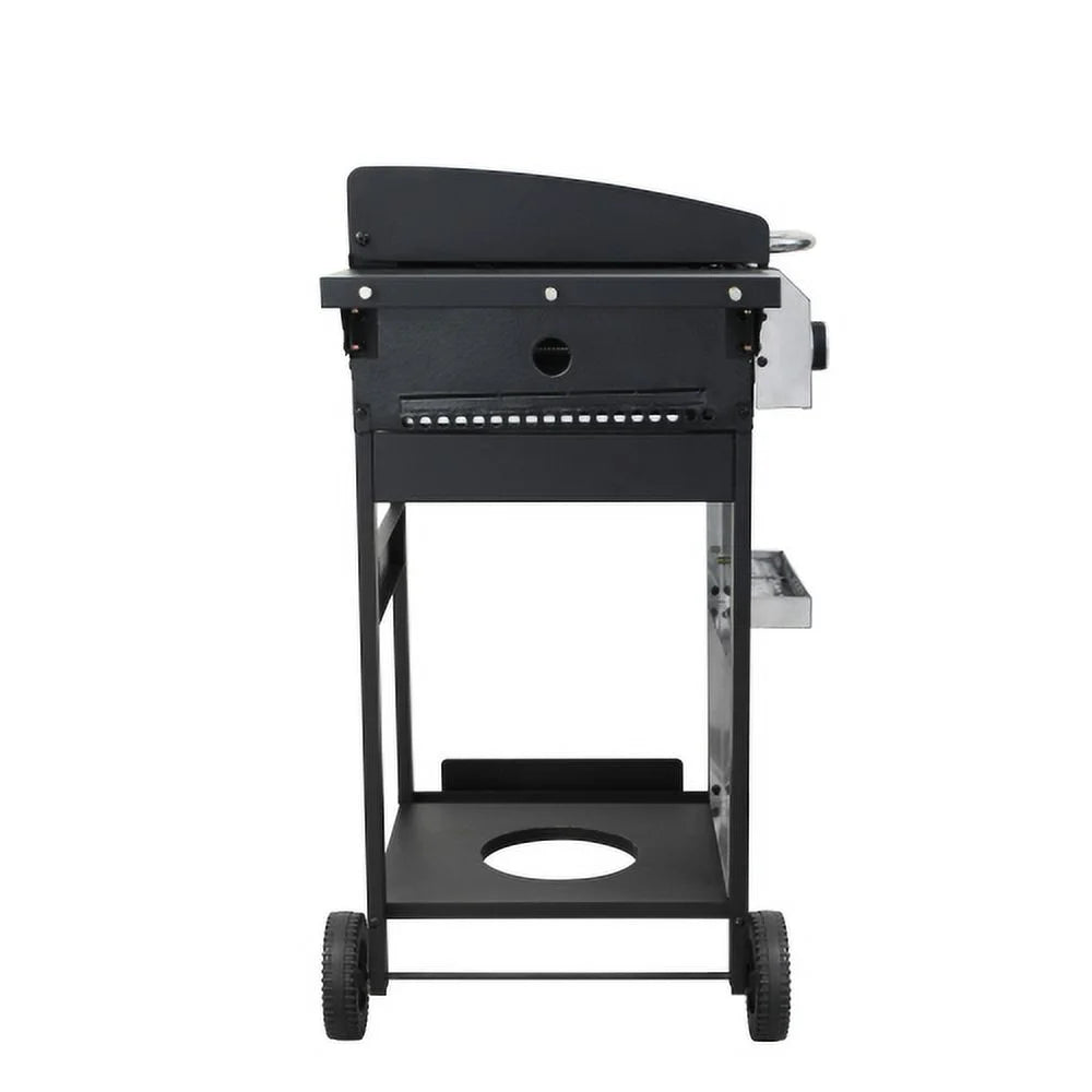 Yardmaster 24600 BTU Propane Gas Grill, 2-Burner BBQ Grill with Side Tables, Wire Enamel Cooking Grids, for Patio, Pool, Yard, Picnic and outdoor Barbecue