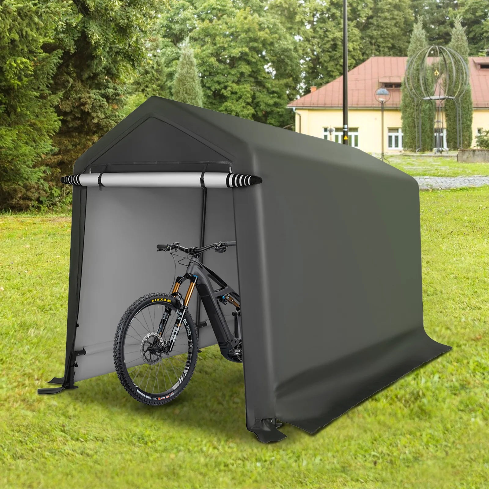 Abba Patio 7'x 12' Heavy Duty Portable Outdoor Storage Shelter Canopy, Waterproof Carport, All-Season Use, Grey