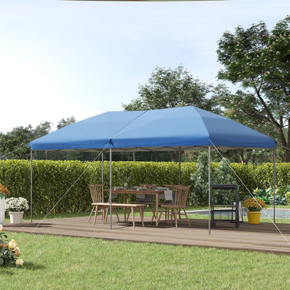 Outsunny 10' x 19' Pop Up Canopy with Easy Up Steel Frame, 3-Level Adjustable Height and Carrying Bag, Sun Shade Event Party Tent for Patio, Backyard, Garden, Blue