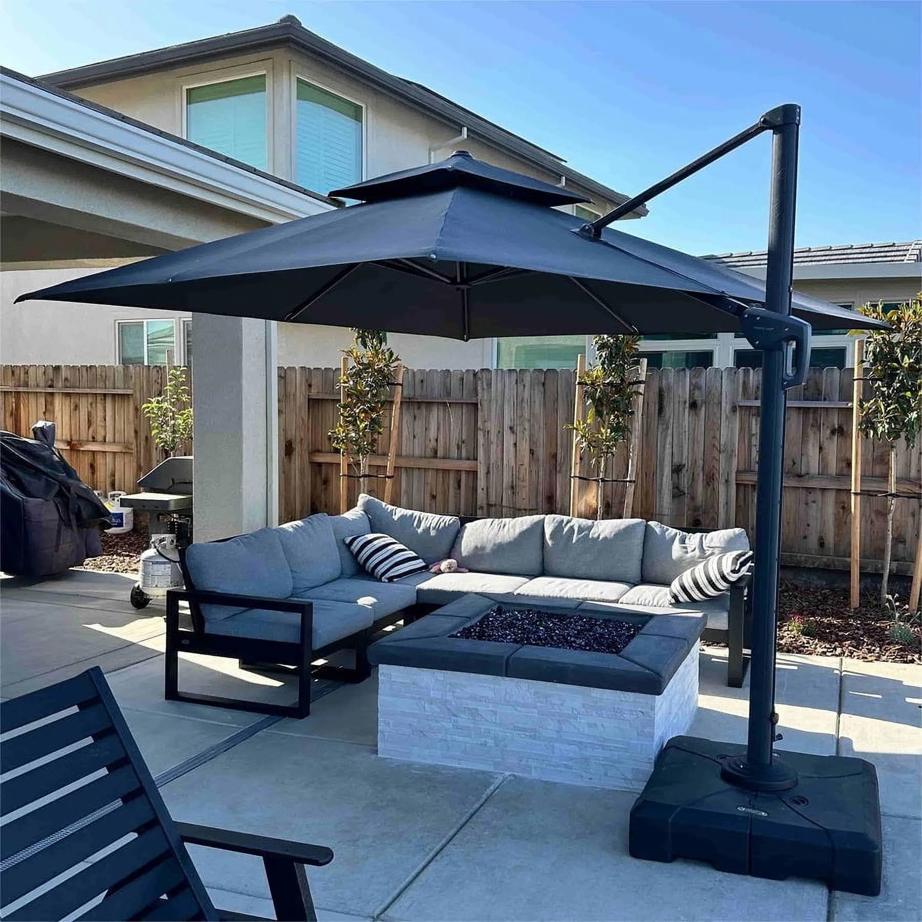 PURPLE LEAF Outdoor Cantilever Umbrella 10' X 13' Rectangle Umbrella Large Patio Umbrella Windproof Heavy Duty Hanging Offset Umbrella for Garden Outdoor Pool, Dark Grey