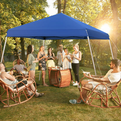 10x10 Pop Up Canopy Tent With Durable Silver Coated Cover And Adjustable Slant Legs, Easy Setup Outdoor Patio Instant Sun Shelter - Blue, Included 1 x Storage Carry Bag, 4 x Guylines, 8 x Stakes