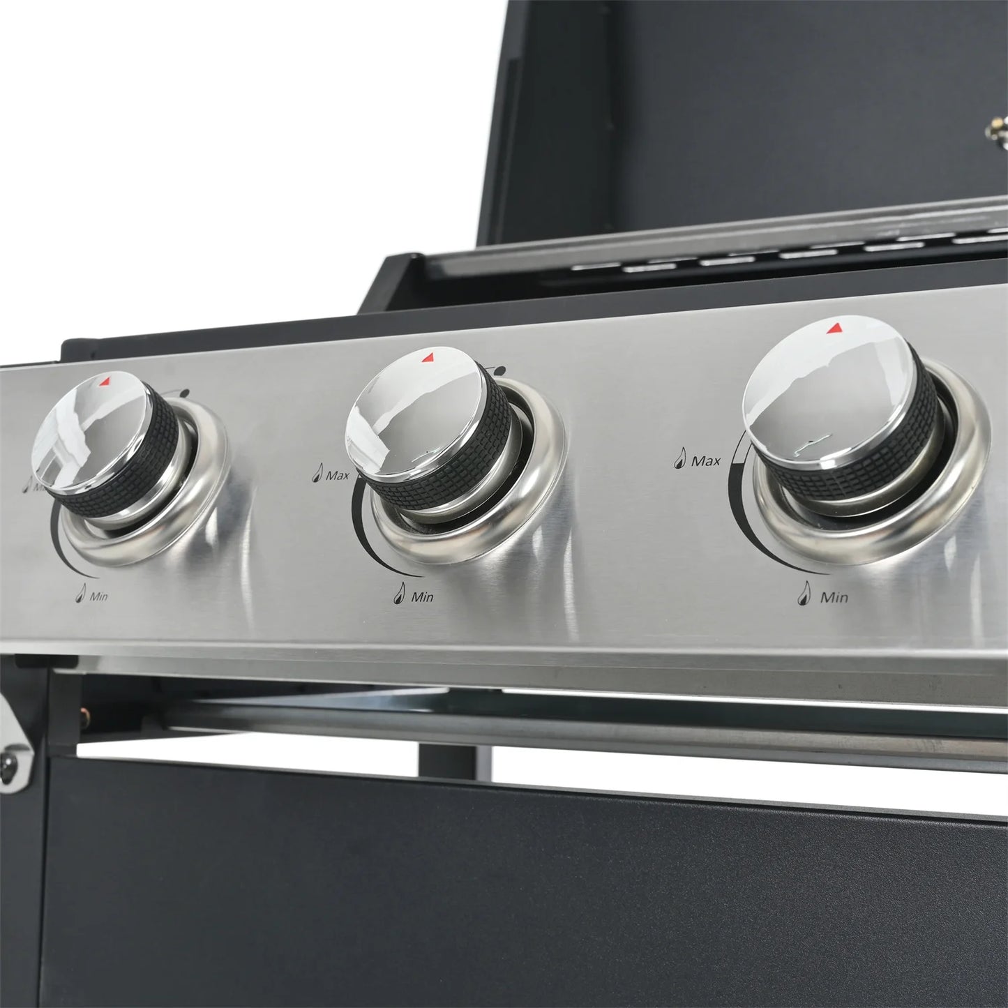 Highsound 3 Burner BBQ Propane Gas Grill, Stainless Steel 25650 BTU Patio Garden Barbecue Grill with Thermometer, Black