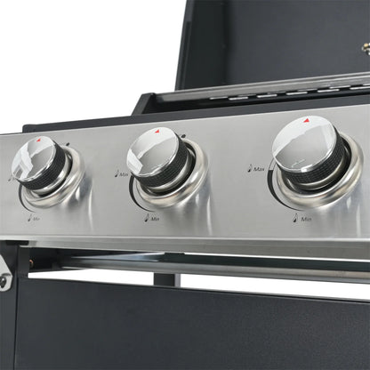 Highsound 3 Burner BBQ Propane Gas Grill, Stainless Steel 25650 BTU Patio Garden Barbecue Grill with Thermometer, Black