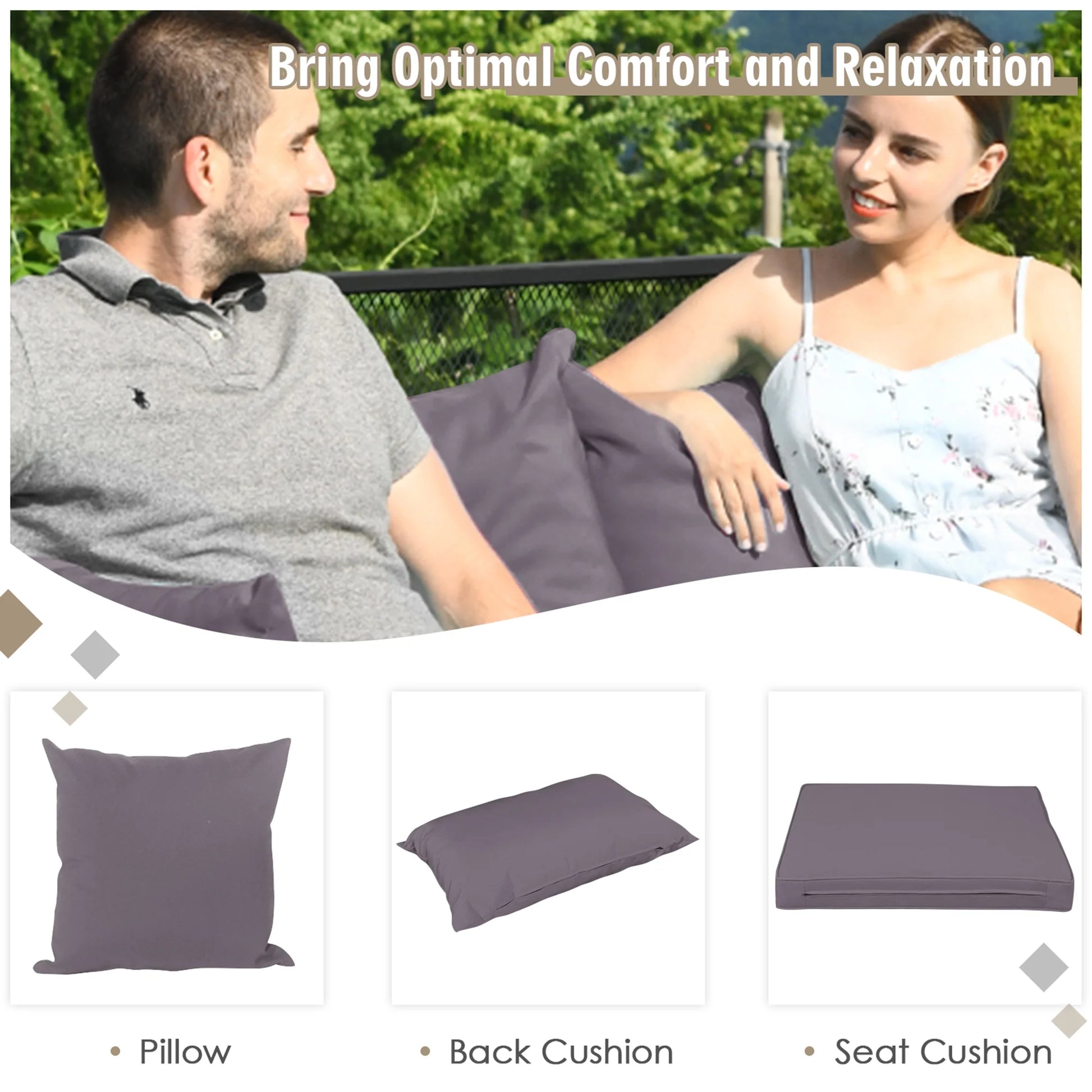 Gymax 7PCS PE Rattan Patio Sectional Sofa Conversation Set w/Grey Cushions