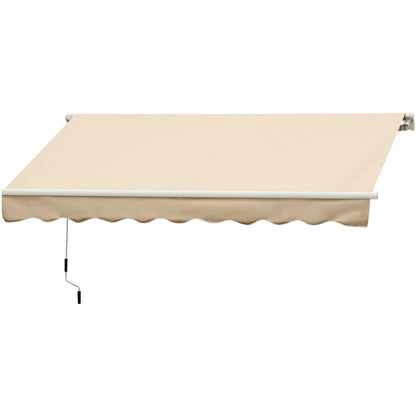 DUOSONG Outsunny 10' X 8' Retractable Awning, Patio Awnings, Sunshade Shelter W/Manual Crank Handle, Uv & Water-Resistant Fabric And Aluminum Frame For Deck, Balcony, Yard, Beige Beige Aluminum