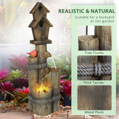 JXXRZ Wooden Wishing Well Fountain w/Adjustable Pump, Rustic Waterfall Bucket for Garden Patio Lawn, Carbonized Fir Wood