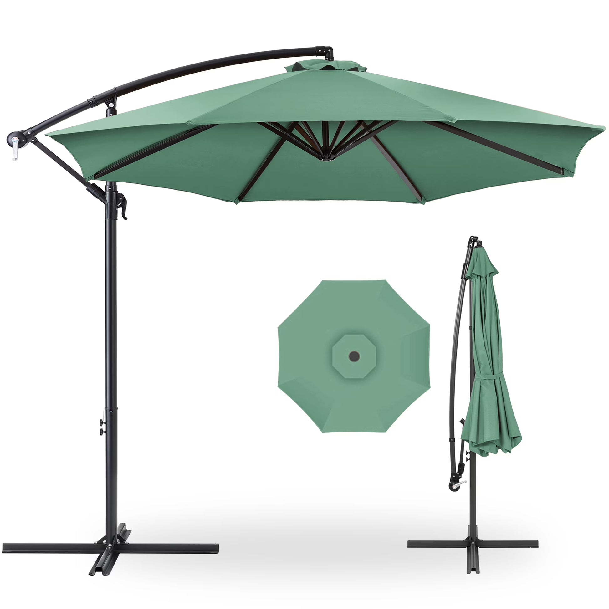 Best Choice Products 10ft Offset Hanging Outdoor Market Patio Umbrella w/Easy Tilt Adjustment - Tan