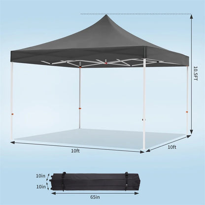 10 x 10 FT Pop Up Canopy, Heavy Duty Instant Tent with Wheeled Carry Bag, All Season Commercial Sun Shelter, Portable Canopy Shelter for Patio, Backyard, Bench, Garden