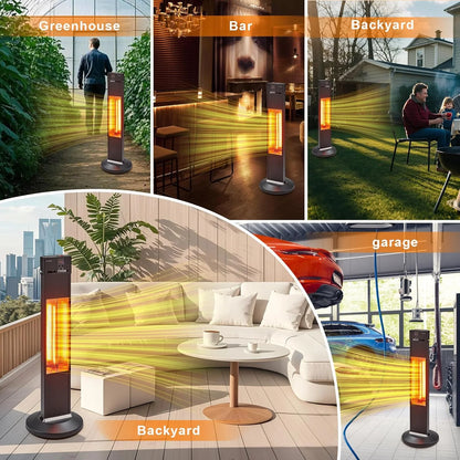 Acekid Outdoor Heater for Patio, 1500W Electric Outdoor Heater With 3 Heating Level (500W/1000W/1500W), Portable Fast Heat Garage Heater