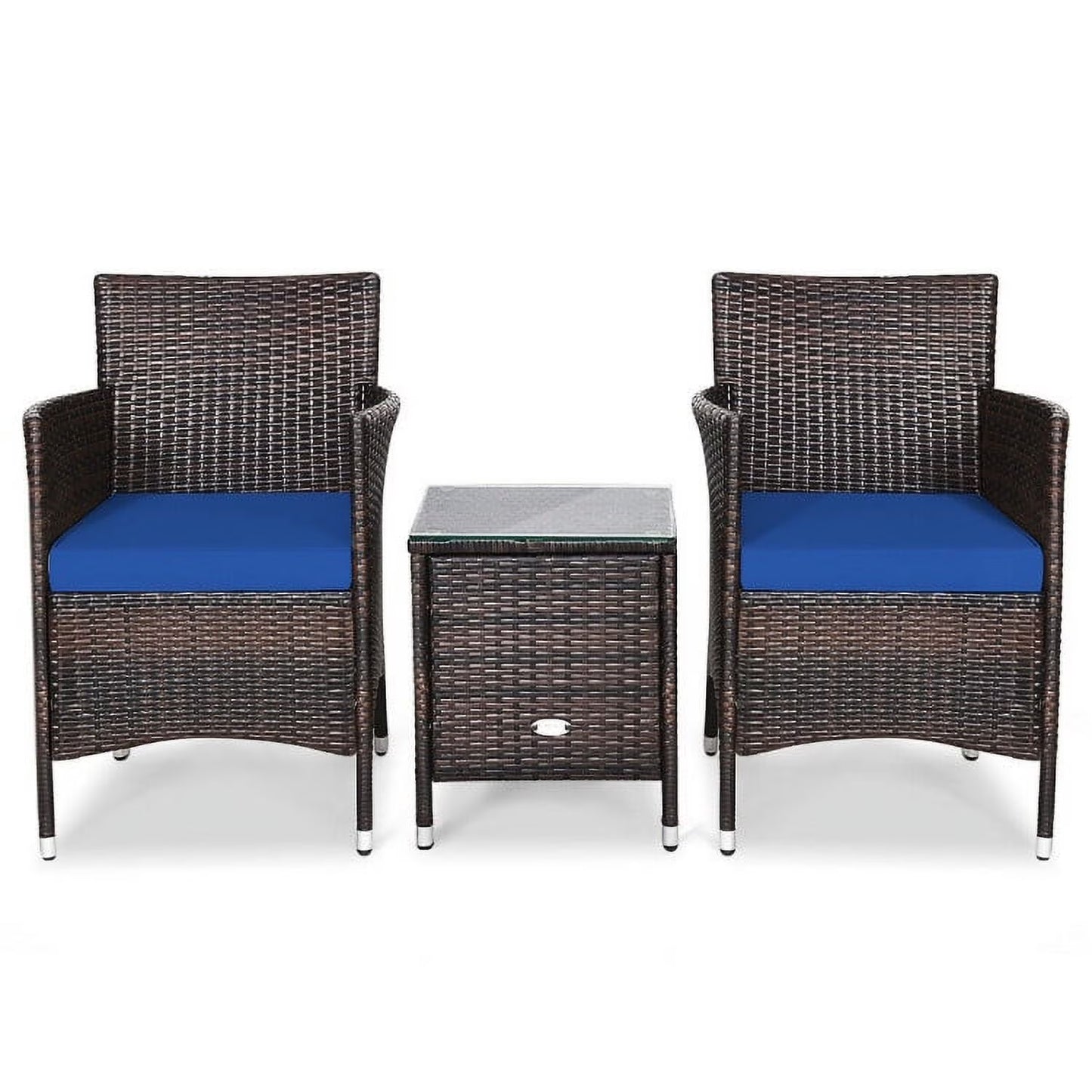 Topcobe 3 Piece Wicker Patio Furniture Set, Wicker Outdoor Sectional with Washable and Removable Cushion for Patio, B-Red