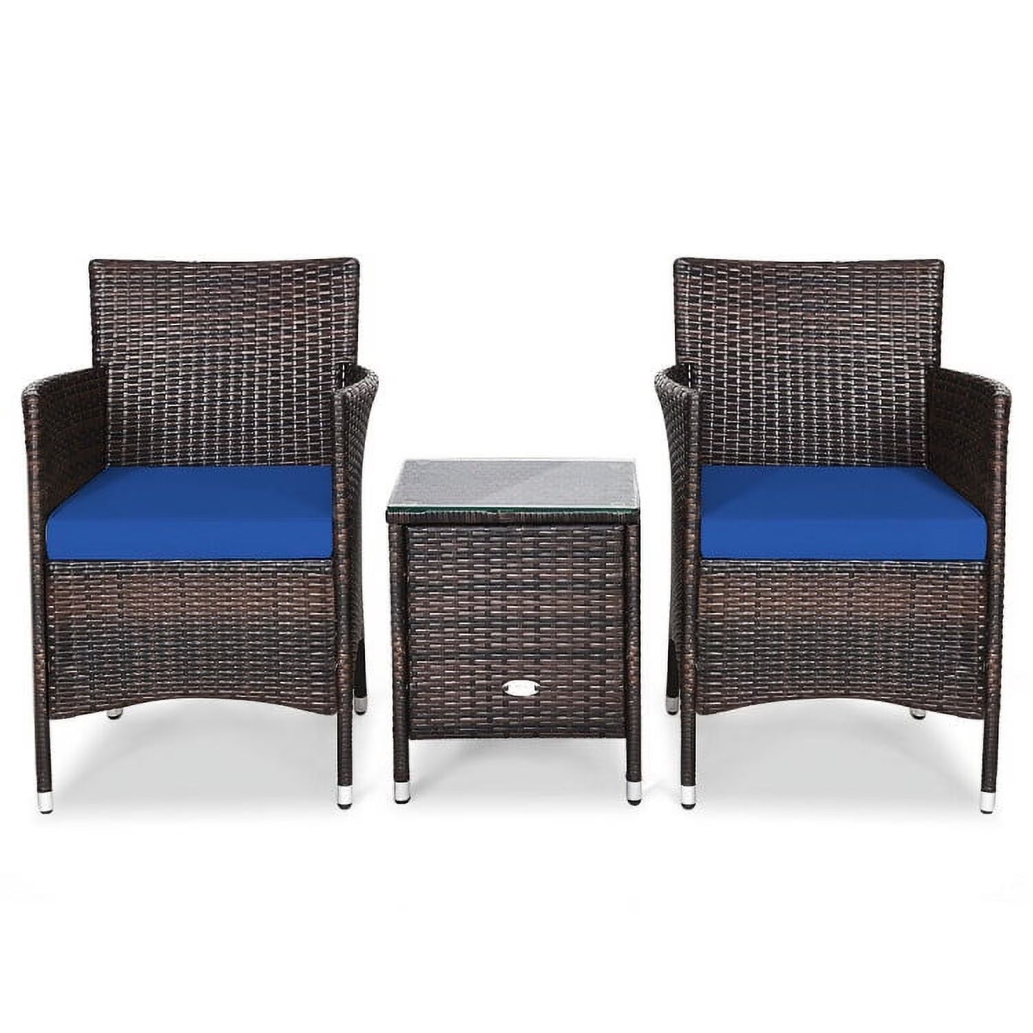 Topcobe 3 Piece Wicker Patio Furniture Set, Wicker Outdoor Sectional with Washable and Removable Cushion for Patio, B-Red