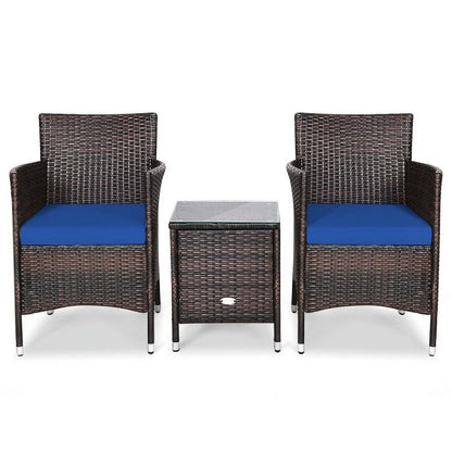 Topcobe 3 Piece Wicker Patio Furniture Set, Wicker Outdoor Sectional with Washable and Removable Cushion for Patio, B-Red