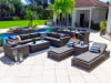 Malmo 18-Piece Resin Wicker Outdoor Patio Furniture Combination Set in Gray w/Sectional Set, Eight-seat Dining Set, and Chaise Lounge Set (Full-Round Gray Wicker, Polyester Light Gray)