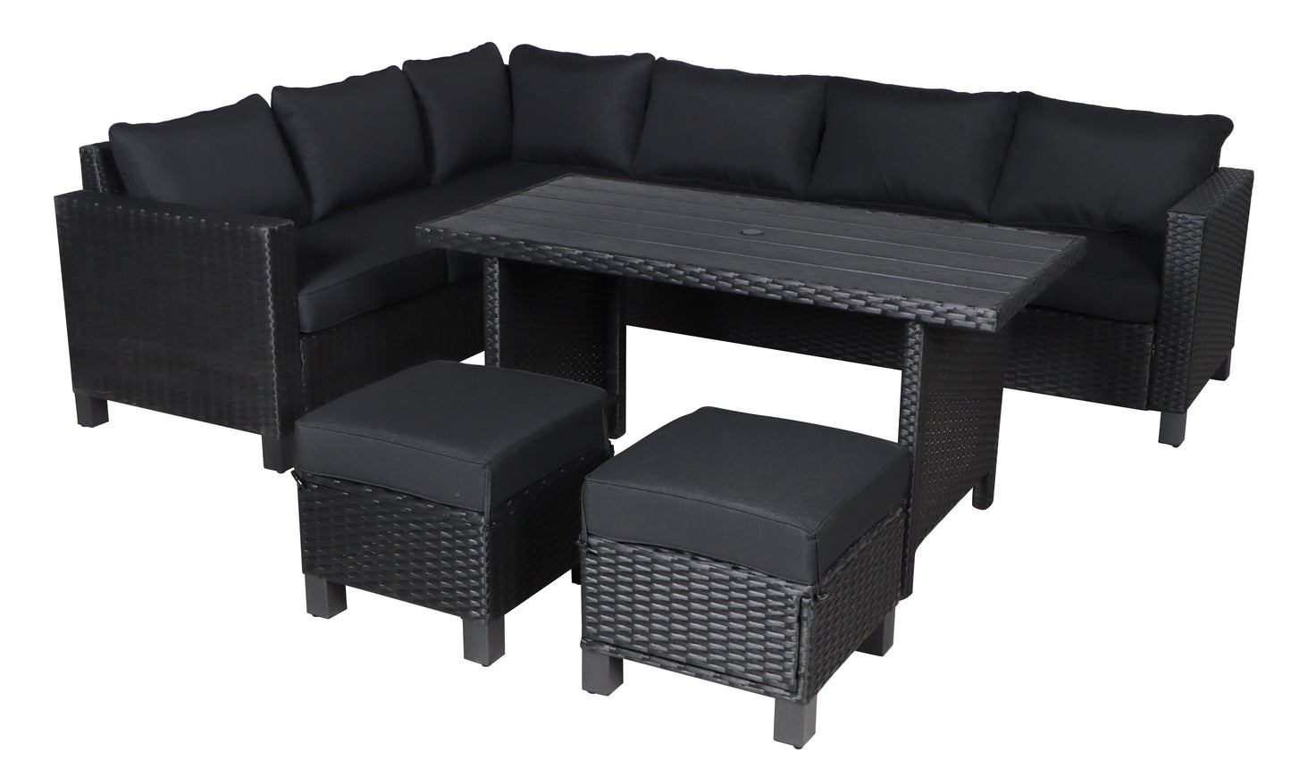Better Homes & Gardens Brookbury 5-Piece Outdoor Wicker Patio Sectional Dining Set - Black