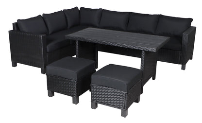 Better Homes & Gardens Brookbury 5-Piece Outdoor Wicker Patio Sectional Dining Set - Black