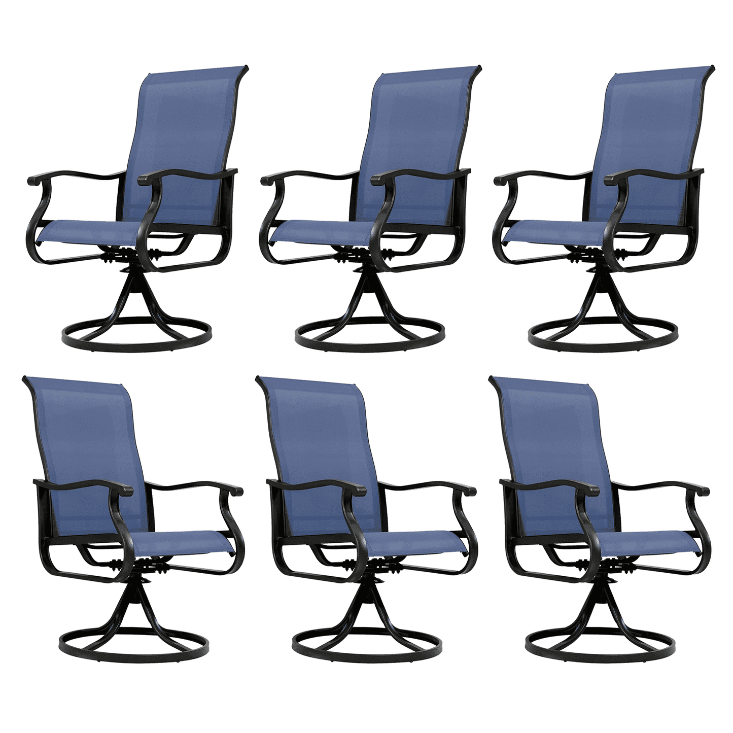 Patio Swivel Chairs Set of 2, Outdoor High Back Rocker Dining Chairs with All-Weather Textilene Mesh and Metal Frame, Comfortable Swivel Chairs for Patio, Garden, Deck, and Backyard (Beige)