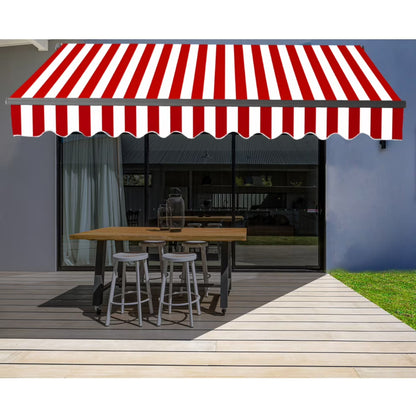 ALEKO 13' x 10' Manual Retractable Grey White Stripes Patio Awning Sunshade