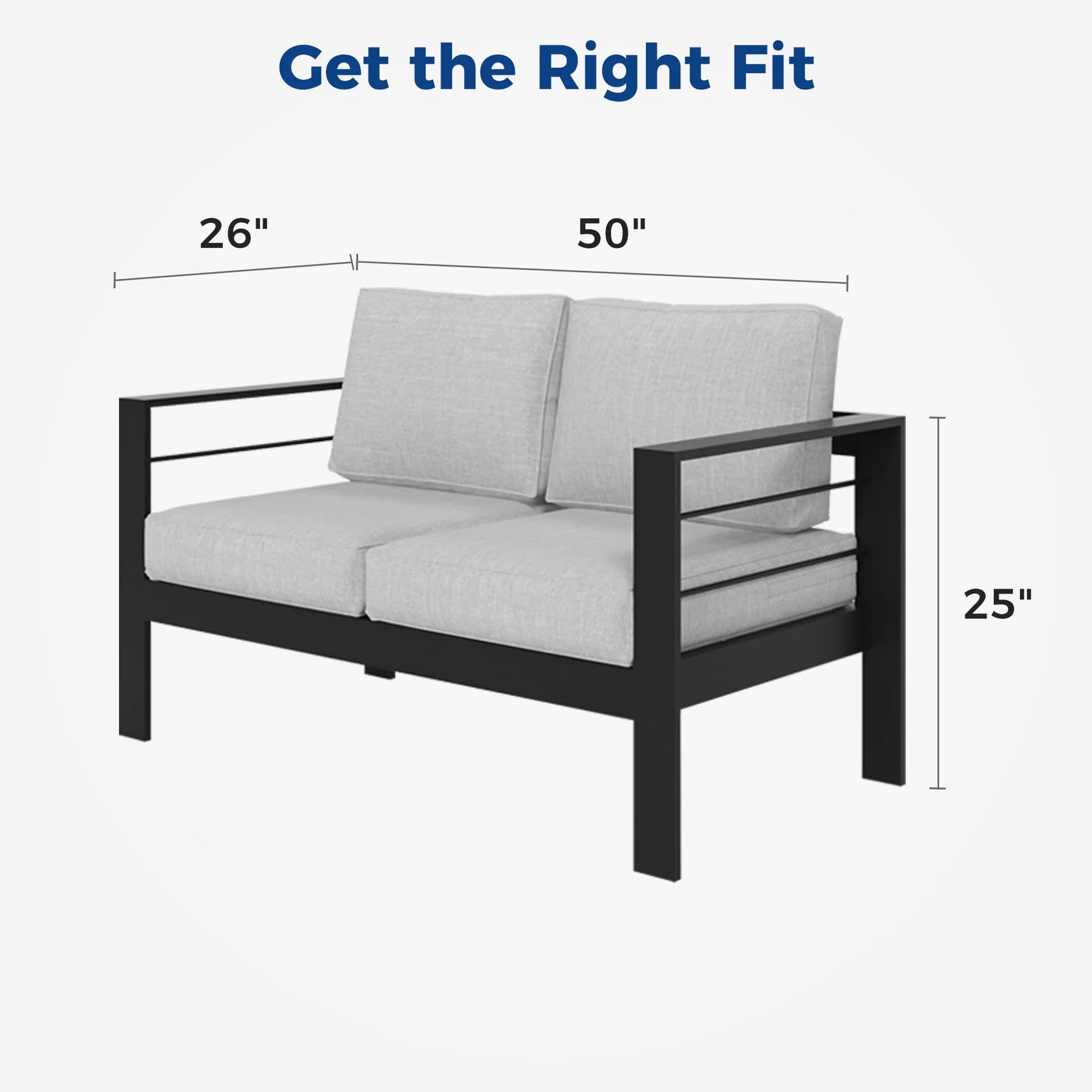 Patio Seating Outdoor Loveseat, All-Weather Metal Aluminum Outdoor Patio Furniture Sofa with 5" Thick and Soft Cushion-Light Gray,Outdoor Seating