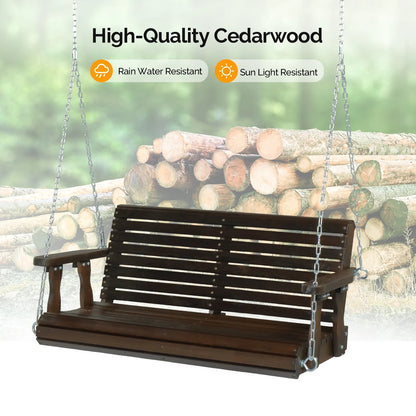 Zimtown Patio Wooden Porch Swing Swing Chair Bench Heavy Duty 880lbs with Hanging Chains for Outdoors,4 FT, Rustic