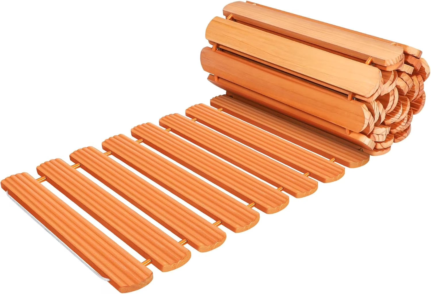 16FT Wooden Garden Pathway, 22'' Widened Outdoor Walkway Roll Out Cedar Patio Decorative Boardwalk Walkways, Weather-Resistant Roll Up Beach Wood Road Floor Wedding Party (Wood, 16FT)